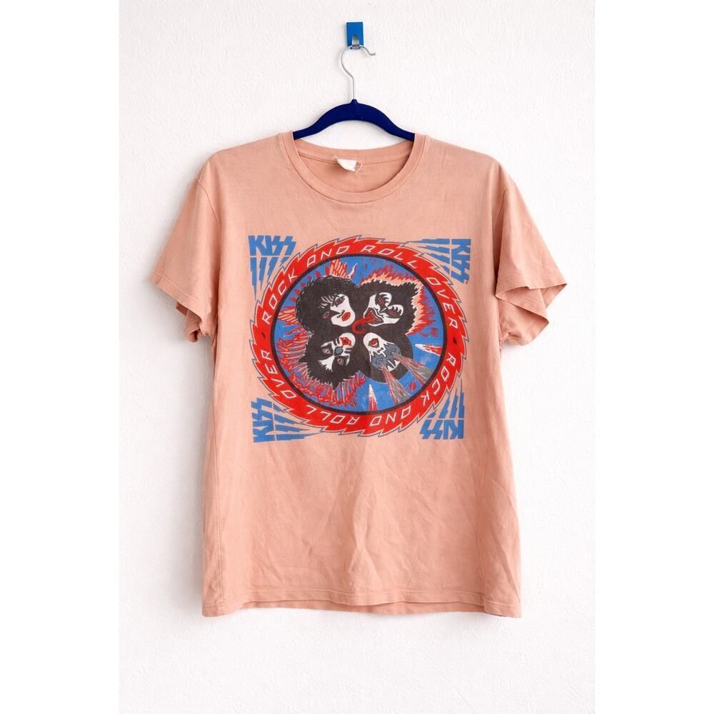 MadeWorn KISS Rock and Roll Over t-shirt peach color size Large